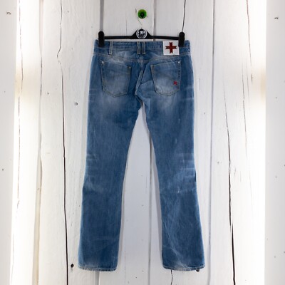 ZuElements Denim Jeans Boot Cut Low Rise Light Blue Faded Size