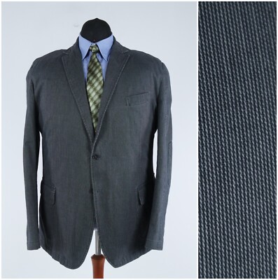 Mens Sumer Sport Coat 52L US Size ENGBERS Grey Cotton Blazer Jacket