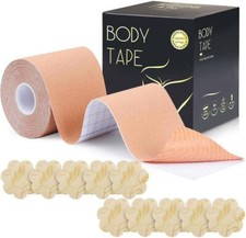 Invisible Breast Lift Tape with Lace Petal Backless Nipple 2 inch, Nude