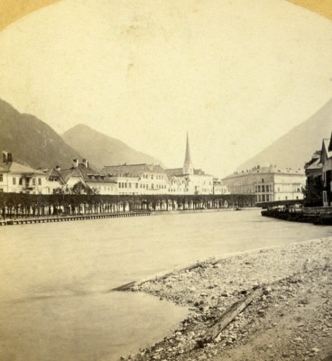 Deutschland Ischl Esplanade Landschaft altes Stereoview Foto Hardtmuth 1860