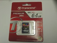 New - Transcend Premium 64GB SDXC UHS-I Card - Class 10 30MB/s 200x TS64GSDXC10