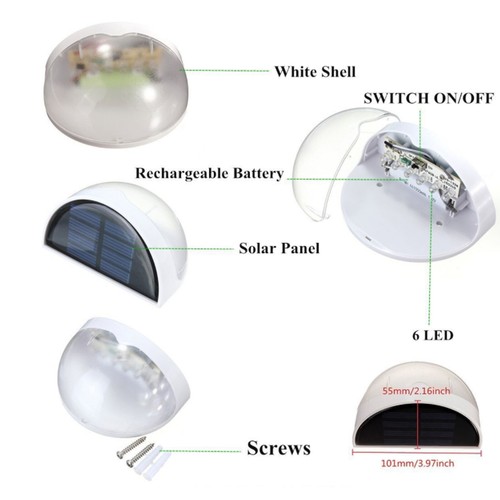 LED Solar Powered Lights Sensor Wall Light 6leds Panel Outdoor Garden Path Light - Picture 4 of 12