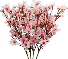 4Pcs Artificial Cherry Blossom Flower, Silk Peach Flowers Fake Plants Arrangemen