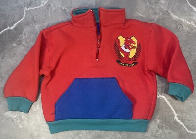  Vintage 2T Dino 1/4 Zip Pull Over Color Block Fast Moves