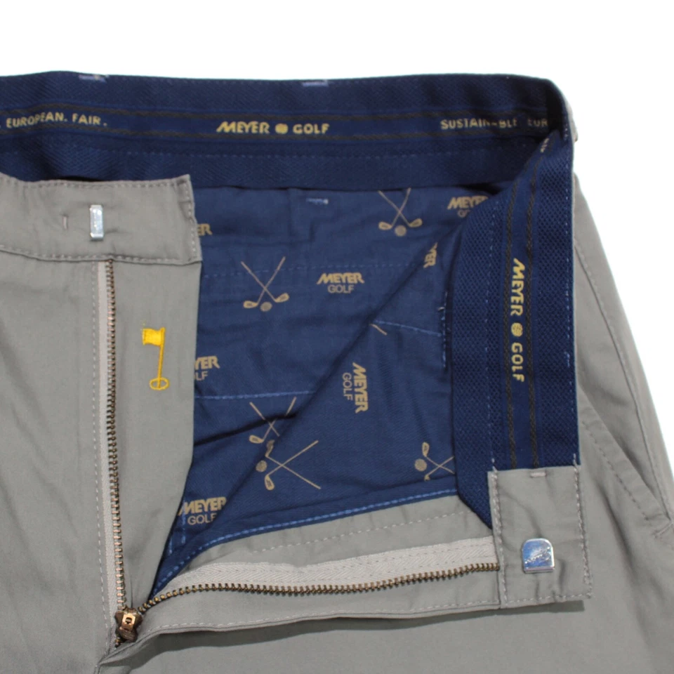 Meyer 全新带标签 Chinos / 休闲裤 33 码美国奥古斯塔纯色灰色棉混纺 — 第 3/4 张图片