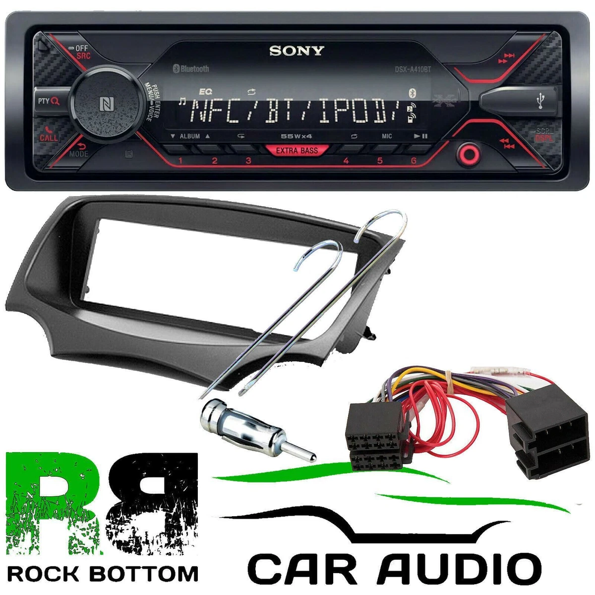Ford KA 2009 On MK2 SONY Bluetooth Mechless USB Car Stereo Black Fascia Kit