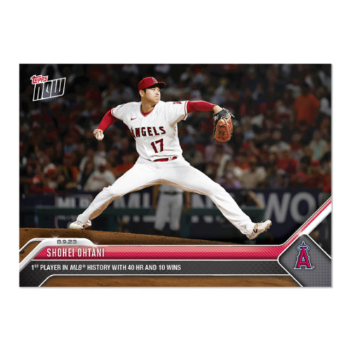 2023 MLB Topps NOW 683  SHOHEI OHTANI 1ST PLAYER 40 HRS 1O WINS ANGELS