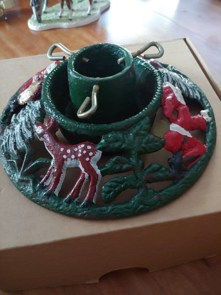 German Cast Iron Christmas Tree Stand MultiColored eBay