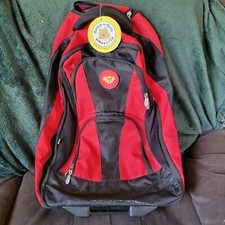 Build A Bear Workshop Luggage Roller Travel Backpack Bag Red Black