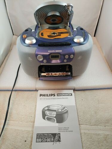 PHILIPS MAGNAVOX AZ1111/17 AM-FM RADIO Cassette CD Player Portable Boombox - Picture 1 of 7
