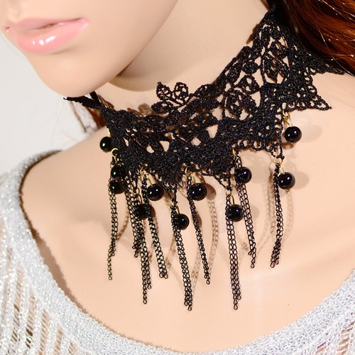 Gargantilla/collar de encaje negro. De colección-Retro-Gótico-Emo. Vestido de boda, fiesta, N1003 - Imagen 2 de 3