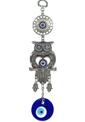 Turkish Blue Evil Eye Lucky Owl Protective Home Office Car Wall Hanging Ornament