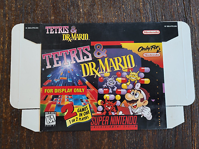 Tetris & Dr. Mario Game Only Super Nintendo SNES 2 games in one 1 or 2  players