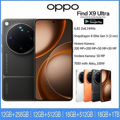 Oppo Find X9 Ultra 5G Smartphone 6,82 '' 144Hz 200MP, CN Rom für Global, NFC OTA