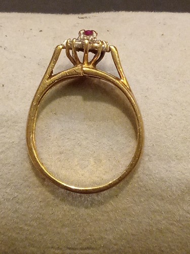 10K Yellow Gold Ruby and Diamond Ring Size 5.5 Circa 1980 - Picture 10 of 13