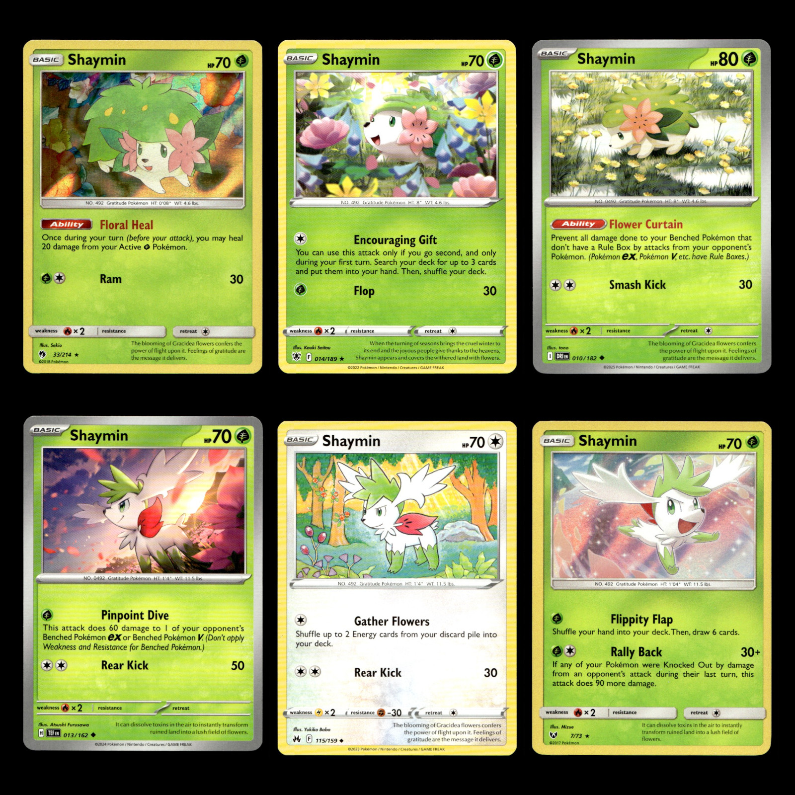 6x Shaymin Lot 33 Sun Moon Lost Thunder Pokemon Cards Collection Set TCG