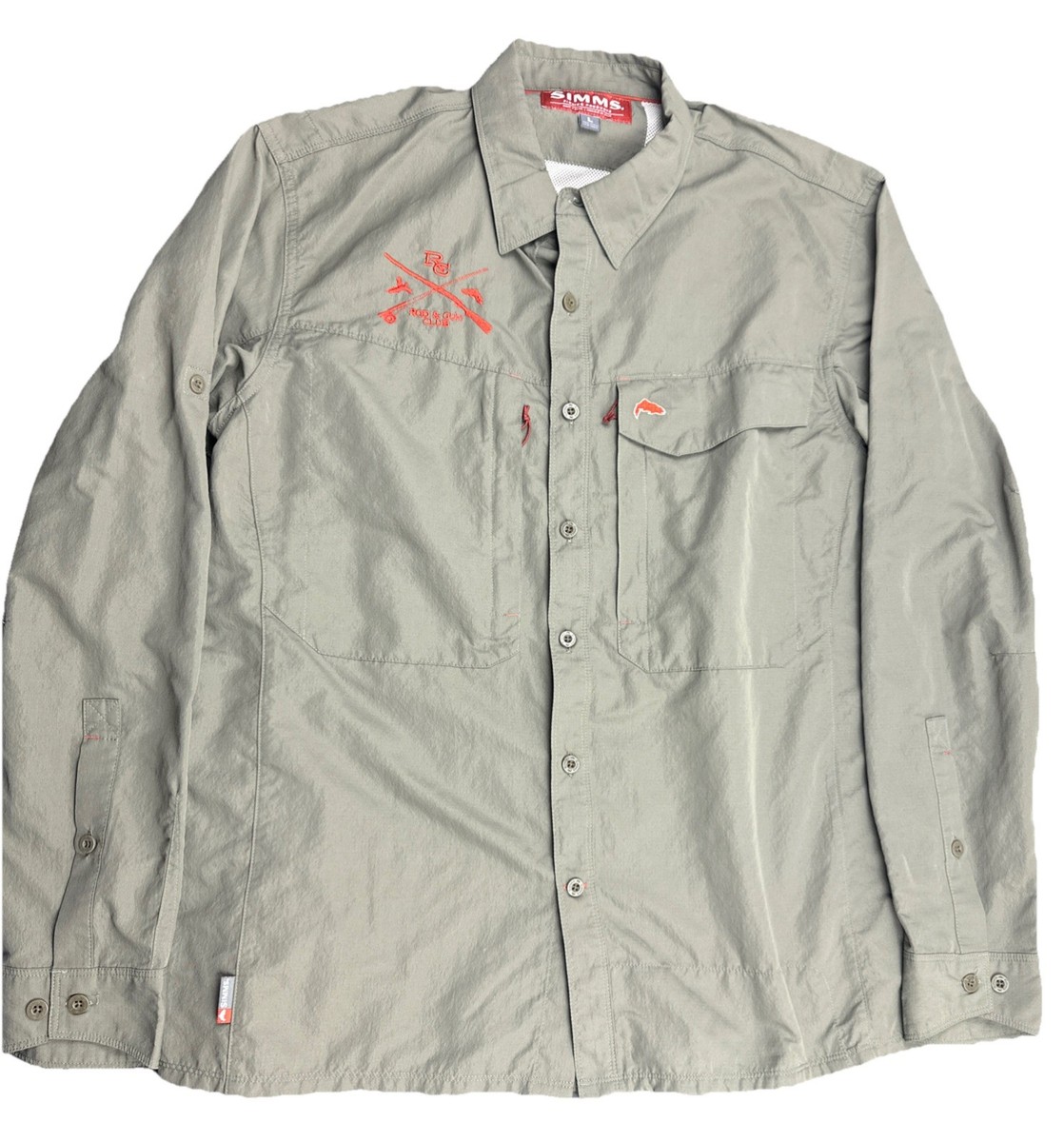 Simms Guide Series Men's Large Fishing Shirt Green Vented Mesh