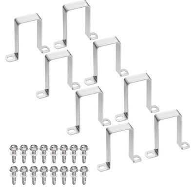 8set U Shaped Connector Bracket 40x80mm Square Pipe Clamp with Screw, Silver