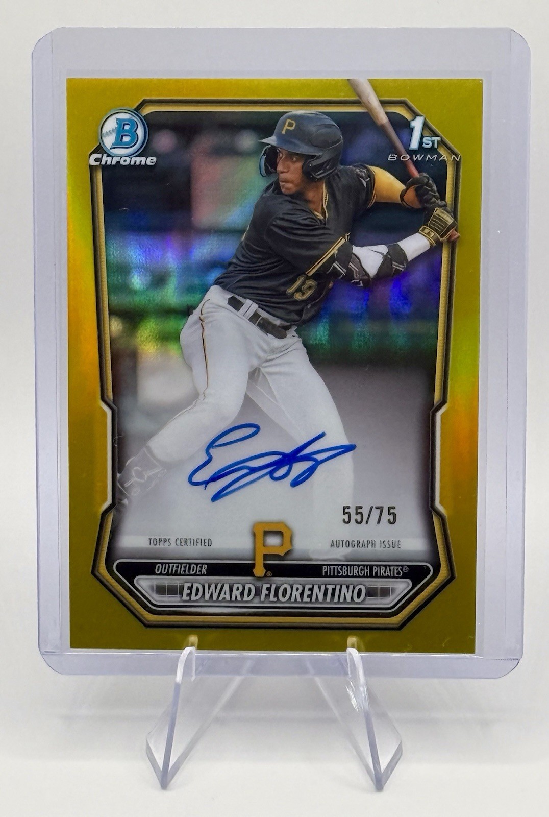 Edward Florentino 2026 Bowman Chrome 1st Prospect Auto True Yellow Refractor /75