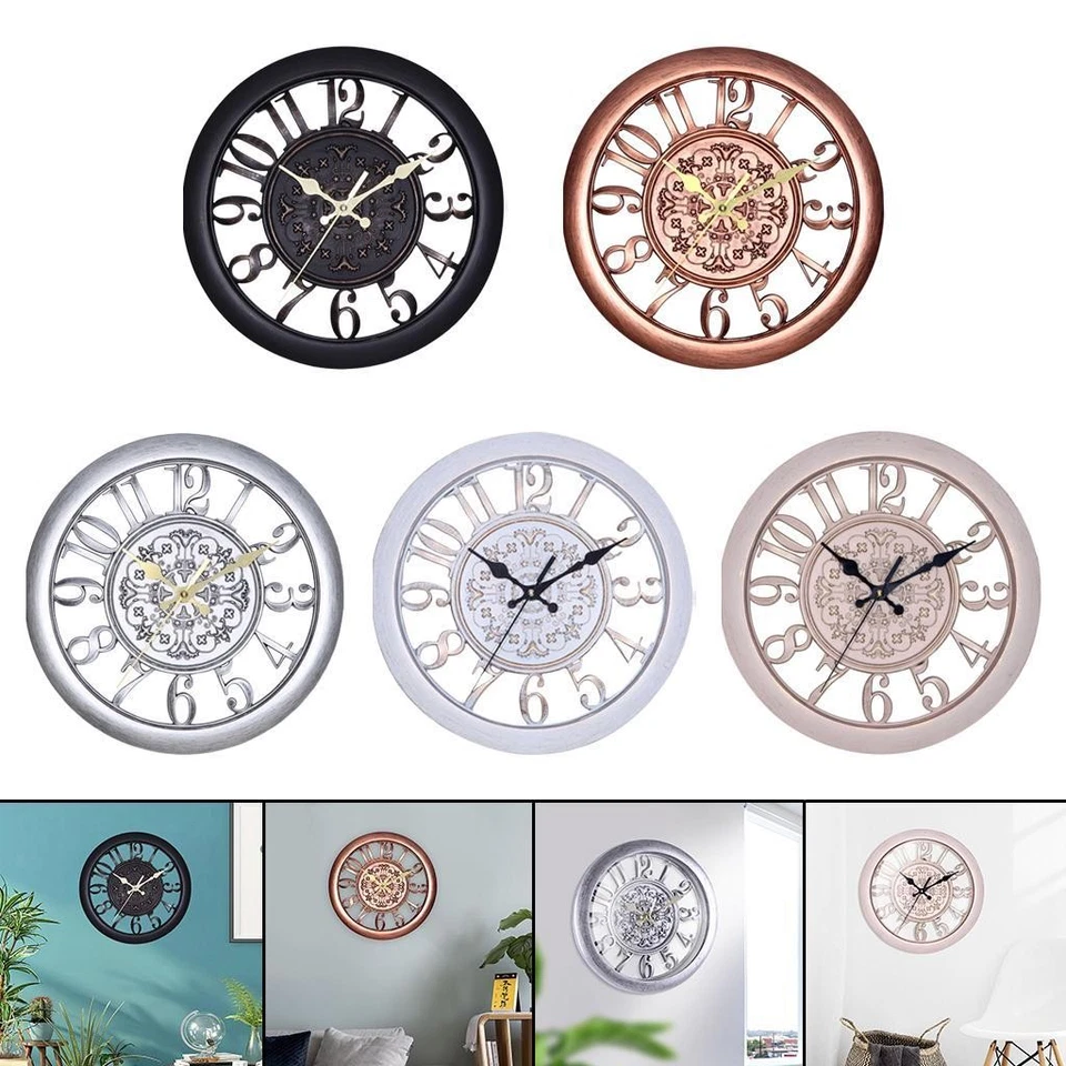 Grande Horloge Murale Rétro de 28 Cm (11 Pouces), Style Européen Vintage, - Photo 1/1
