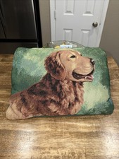Picken Tapestry Pillow Golden Retriever Dog 16x10" Jacquard Decor USA Vintage