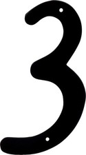 4-Inch Black Die Cast Aluminum House Number 3, Nail-On, 841622, Address