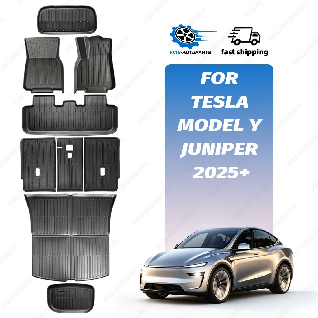 Tesla Model Y Juniper 2025+ TPE Floor Mats Boot Liner Frunk Cargo Trunk Mat