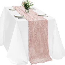 Dusty Pink Cheesecloth Table Runner, 120 Inch 10Ft Boho Rustic Gauze Cheese Clot