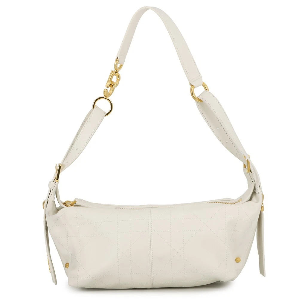 Dior — Dior D-Journey Flat Macro Cannage Size Small Calf Leather Latte White M2416U...