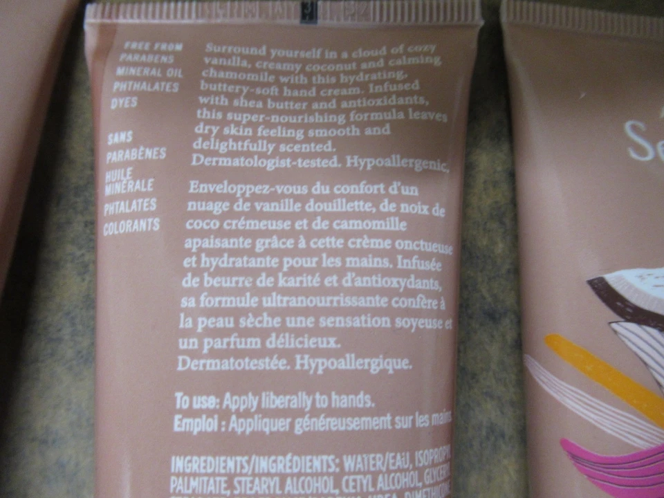 Acogedora crema de manos de vainilla y coco Avon Senses lote de 6 tubos 2,5 fl oz Ea Foto 4 de 4
