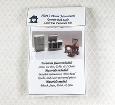 Dollhouse Quarter Scale Furniture Kit DIY Victorian Kitchen Set 1:48 Miniatures