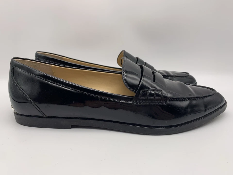 Michael Kors Womens US 7.5 EU 38 Connor Black Patent Leather Penny Loafers Shoes - Image 4 of 4