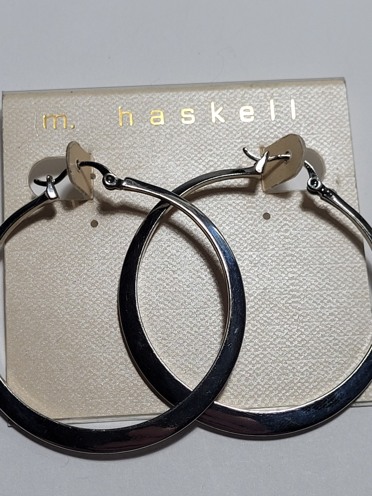 Silvertone M Haskell Large Round Dangle Hoop Hing… - image 1