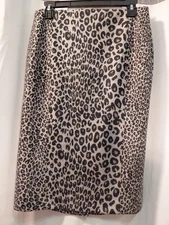 Vintage MAX MARA Womens Skirt 14 Virgin Wool Knee Length Pencil Animal Print 
