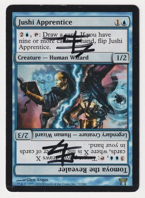Double Signed Jushi Apprentice MP Champions of Kamigawa Artist Glen Angus MTG!