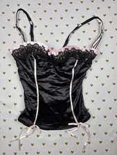 Victorias Secret '00s VINTAGE RUFFLED BUSTIER Padded Push Up Corset Bows 36B
