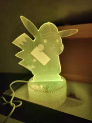 Creative 3D Visualization Lamp Pokémon Night Light 3 Poses 7 Colors Pikachu New