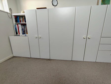 IKEA White Wardrobe Storage Units with Hanging Rail and Shelves
