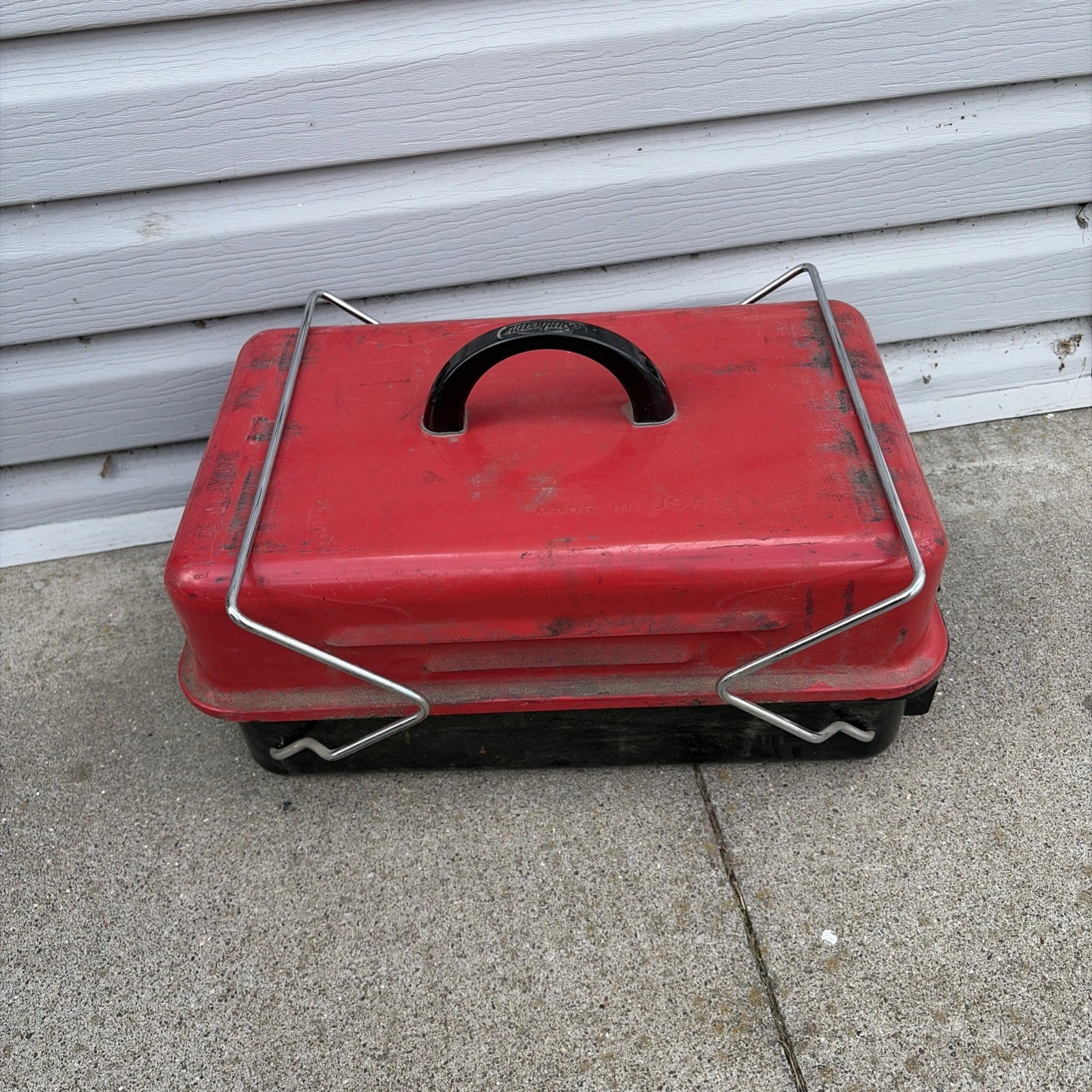 Vintage Sunbeam Charcoal Grill BBQ Barbeque Portable Red Camping Hiking Tailgate