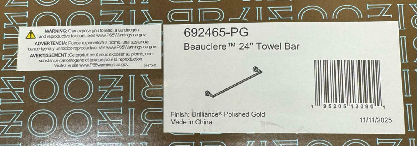 Brizo 692465-PG Beauclere 24" Towel Bar, Polished Gold
