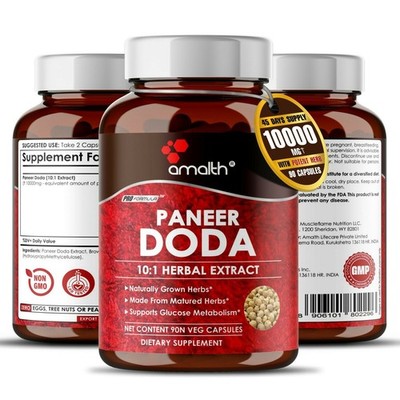 Paneer Doda-Extraktpulver Withania Coagulans Blutzucker 10000 mg 90 Kapseln