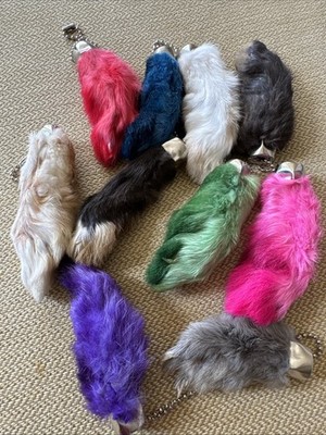 Vintage Keychain Lot Rabbit Foot Good Luck Some Rare Colors Authentic 10