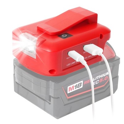 QUPERR - Power Source USB Akku Adapter für Milwaukee M18 18V Akku, rot 