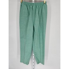 Alfred Dunner Women's Green Elastic Waist Comfortable Straight Leg Pants Size 8P