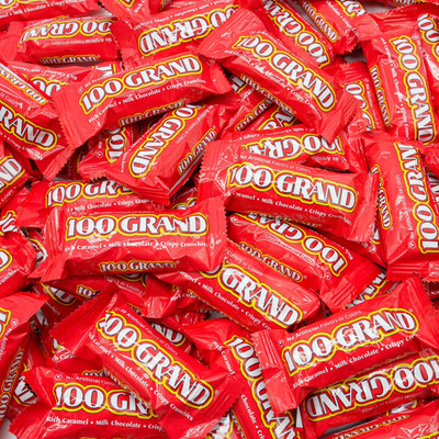 100 GRAND Milk Chocolate & Caramel, Fun Size Candy Bars (2 Pounds Bag) On Sale!