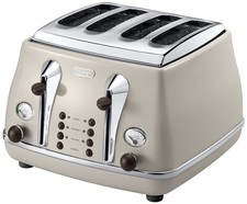 De'Longhi Icona Vintage CTOV4003BG 4-Slice Toaster - Beige Cream {Marked}