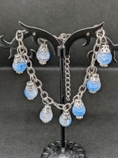Baby Blue Crackle Glass Charm Bracelet