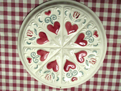 Hartstone Hearts & Tulips White Short Bread Cookie Baking Mold 10'' - Excellent!