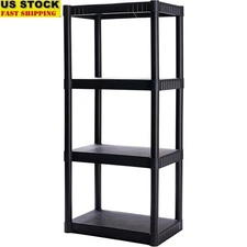 Heavy Duty Plastic Storage Shelves 4 Tier Organizer Home Garage Office New