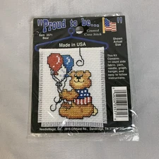 Needle Magic Inc. Patriotic Bear Cross Stitch Kit with Hanger USA